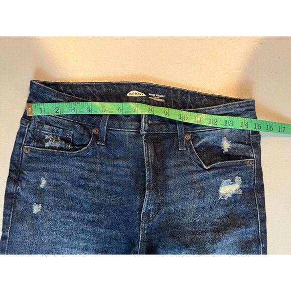 Old Navy Power Straight High Rise Jeans Distressed Secret Slim Pockets Blue W30 - Picture 3 of 9